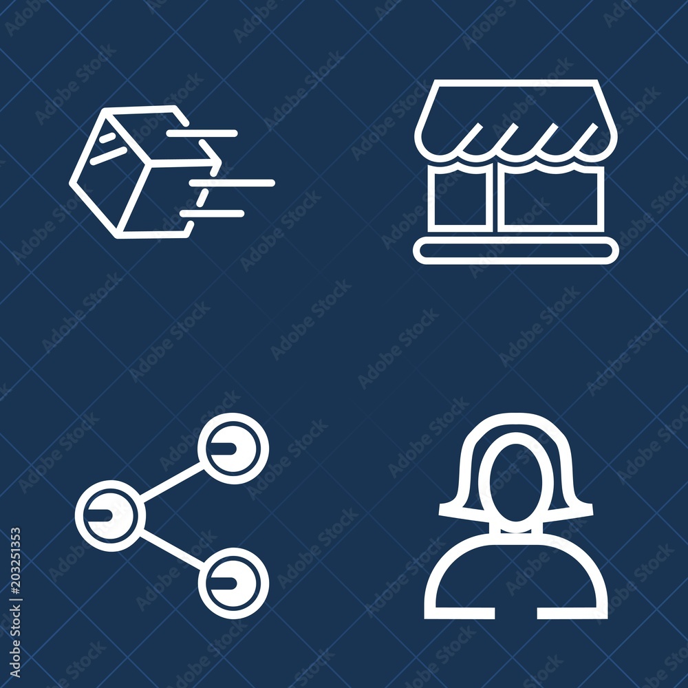 Premium set of outline vector icons. Such as modern, distribution, package, face, beautiful, lady, transportation, goods, portrait, merchandise, share, front, pretty, connection, element, transport Premium set of outline vector icons. Such as modern, distribution, package, face, beautiful, lady, transportation, goods, portrait, merchandise, share, front, pretty, connection, element, transport