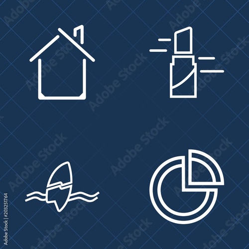 Premium set of outline vector icons. Such as housing, summer, home, pink, make-up, surfing, estate, make, tropical, glamour, building, fashion, residential, lipstick, house, surf, cosmetic, beauty