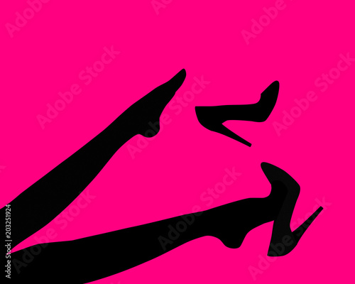 office lady kicks her high heel shoes off