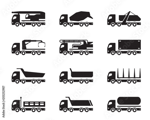 Different construction trucks - vector illustration