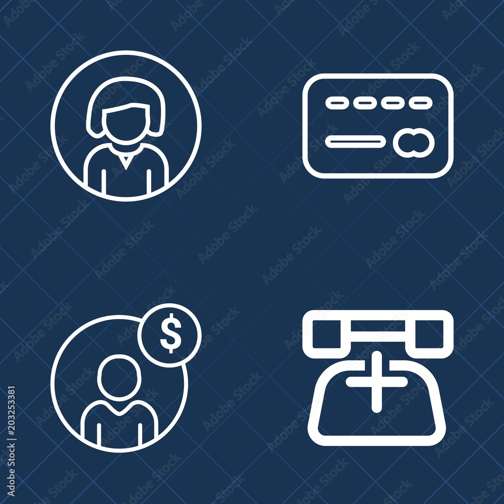 Premium set of outline vector icons. Such as contact, communication, beautiful, economy, card, pretty, phone, female, success, call, finance, fashion, style, face, atm, payment, portrait, financial Premium set of outline vector icons. Such as contact, communication, beautiful, economy, card, pretty, phone, female, success, call, finance, fashion, style, face, atm, payment, portrait, financial