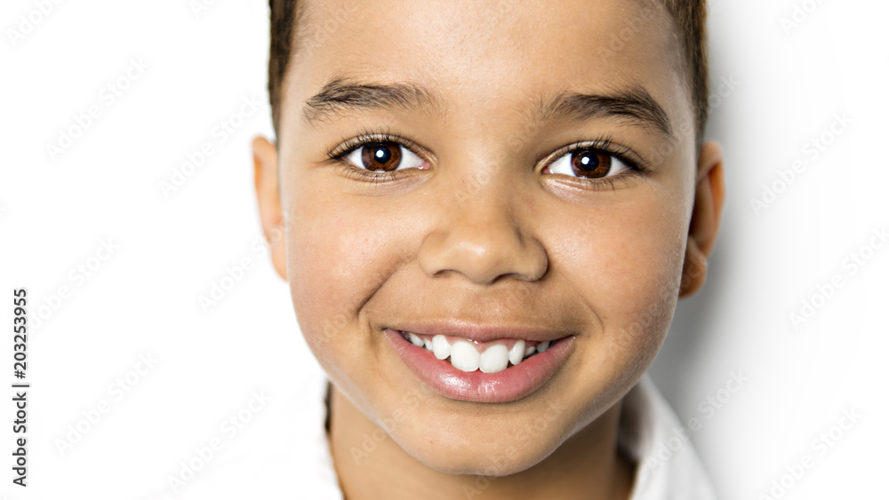 afro american portrait child over white background