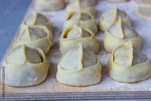 Dumplings of thin dough stuffed