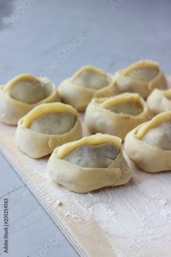 Dumplings of thin dough stuffed