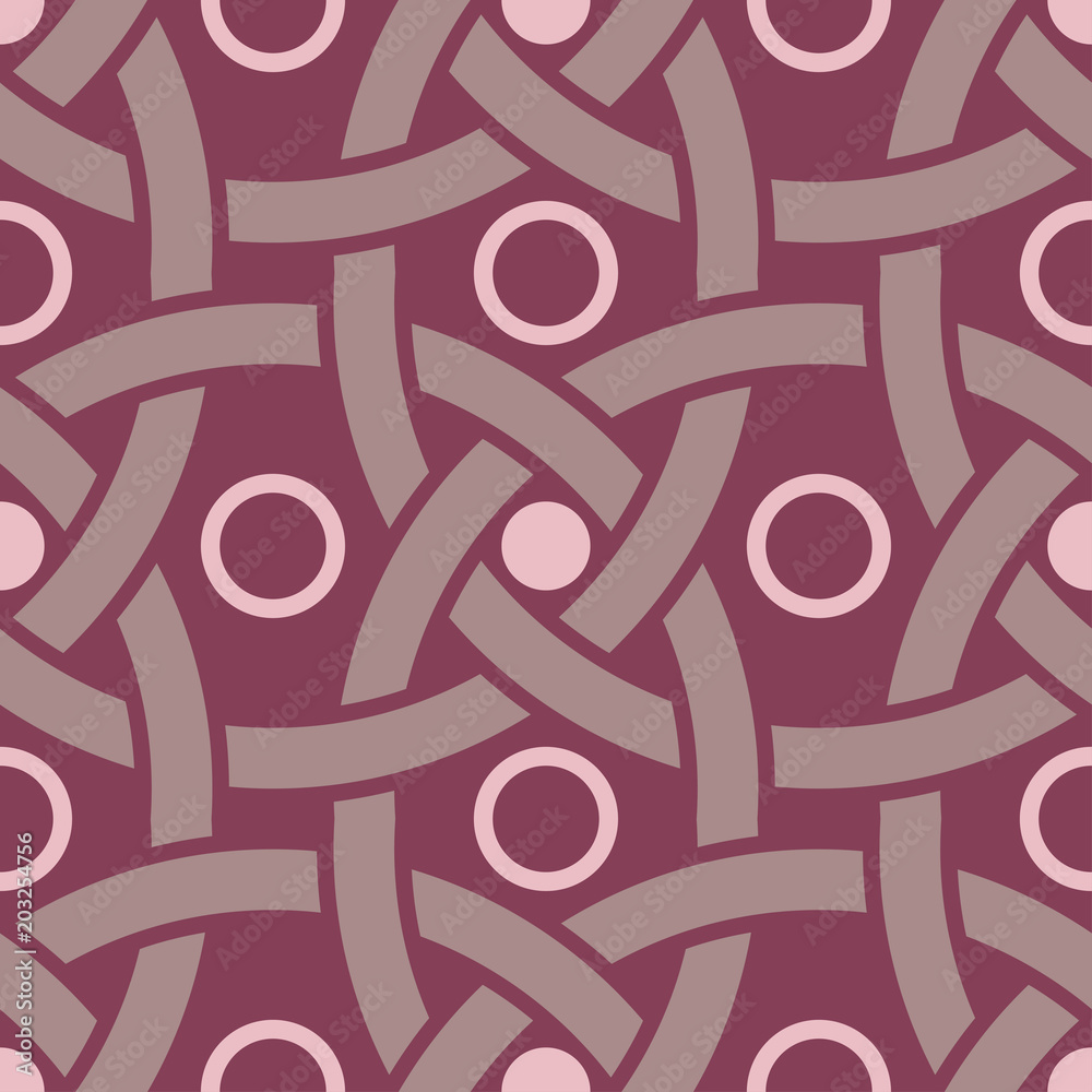 Fototapeta premium Seamless pattern with geometric elements. Dark red background