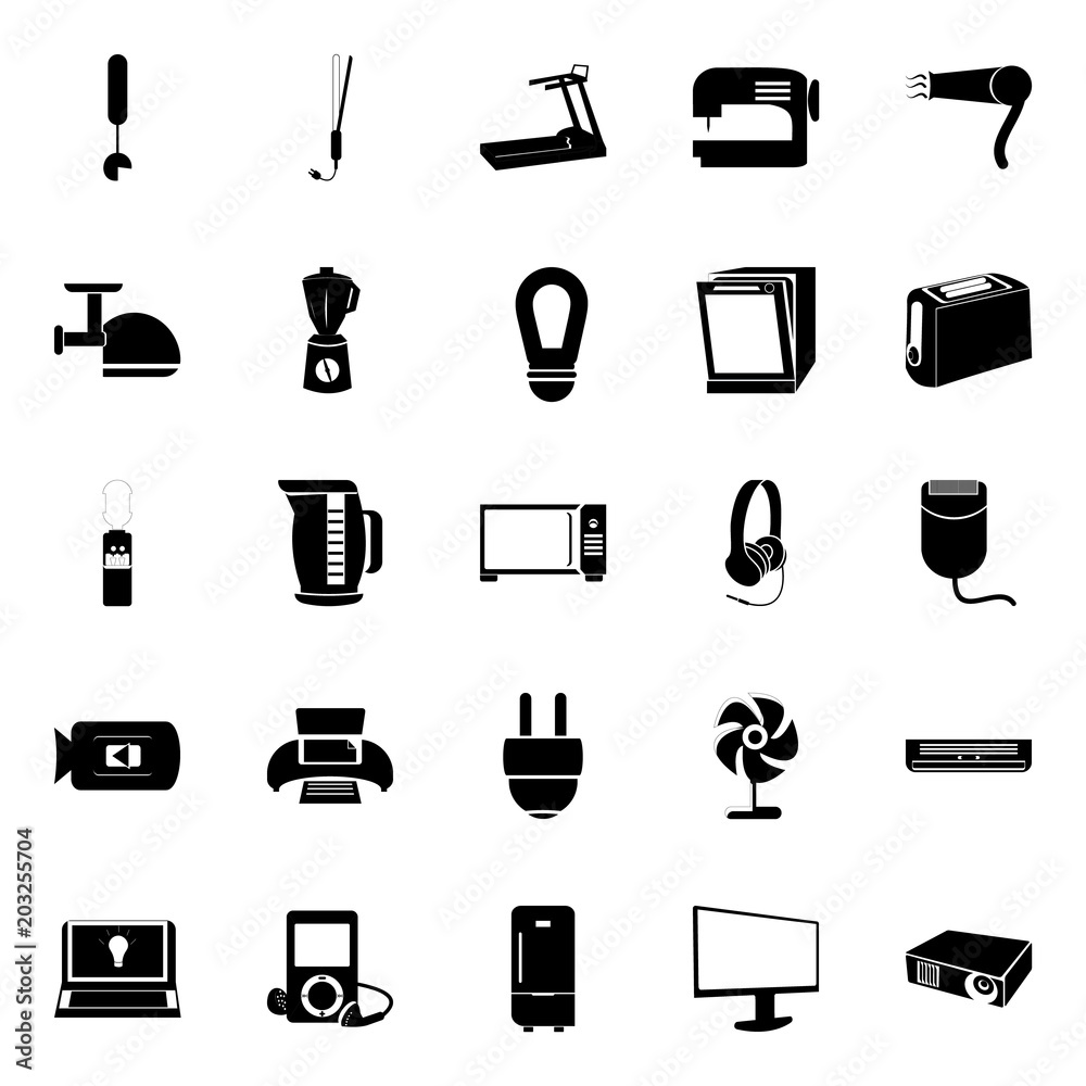 electronic and home tools icons set electronic and home tools icons set