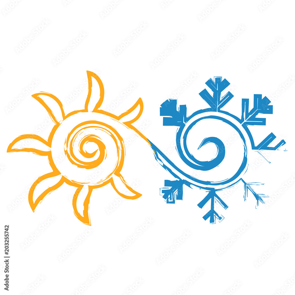 Sun and snowflake abstract