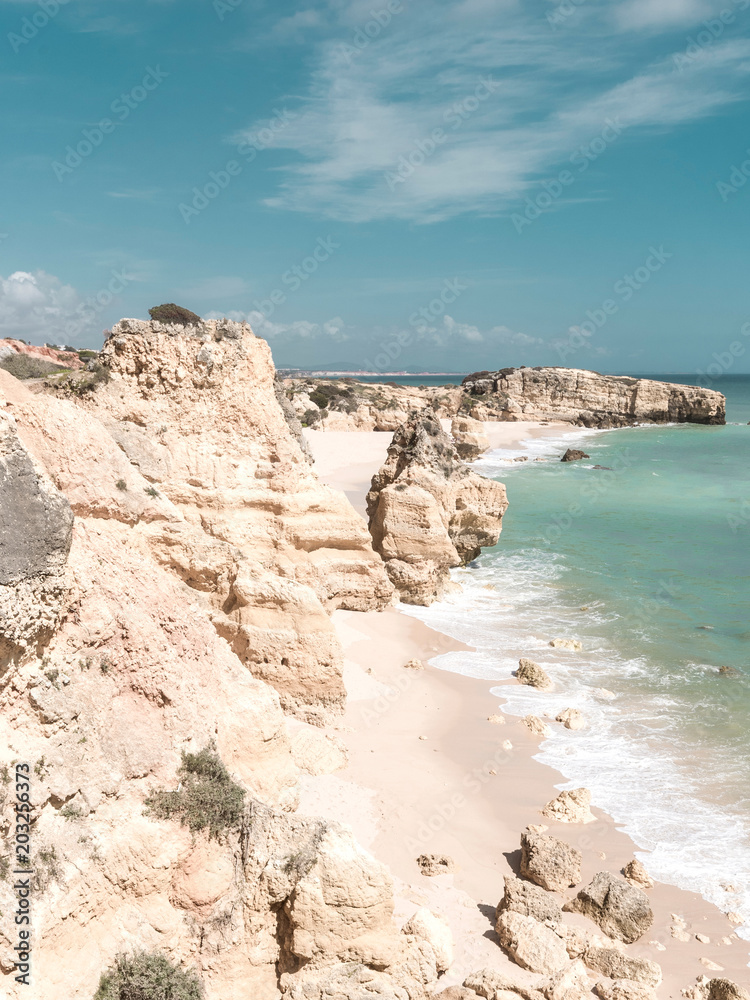 Beautiful sandy beaches in Algarve, Portugal Beautiful sandy beaches in Algarve, Portugal