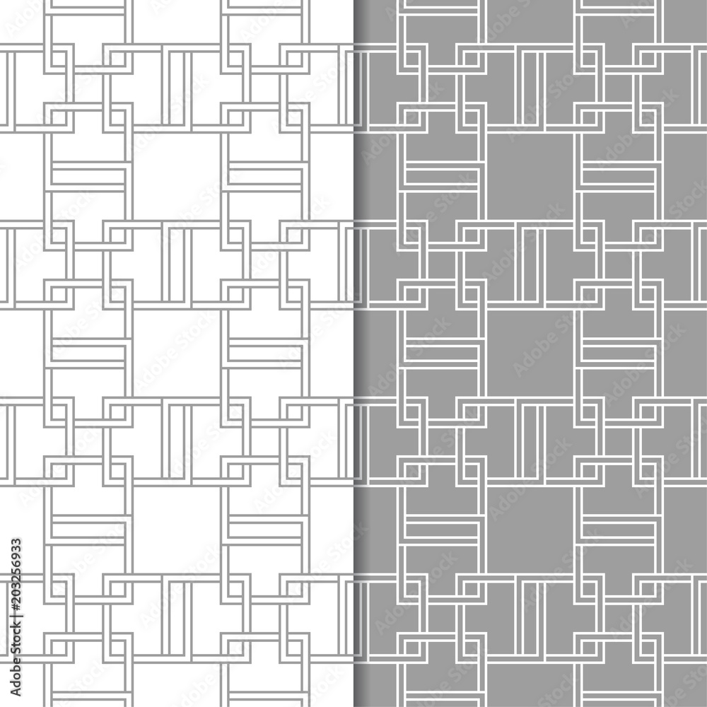 Gray and white geometric prints. Set of seamless patterns Gray and white geometric prints. Set of seamless patterns