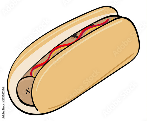 Hot dog with ketchup and mustard