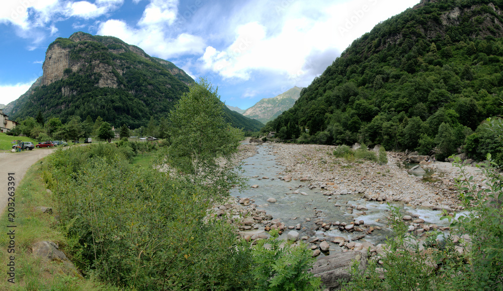 Versasca at Brione; stony river bed in Ticino Versasca at Brione; stony river bed in Ticino