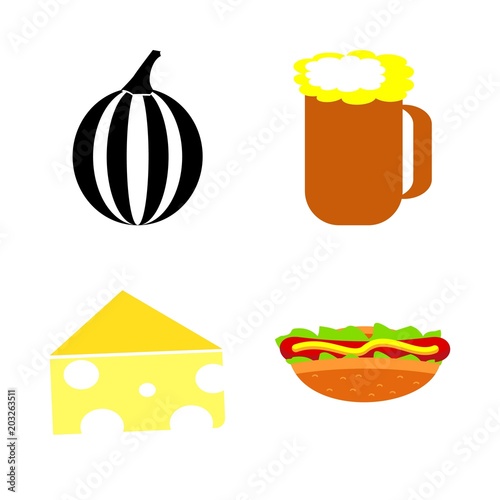 icons about Food with piece, watermelon, kvass, hotdog and bar
