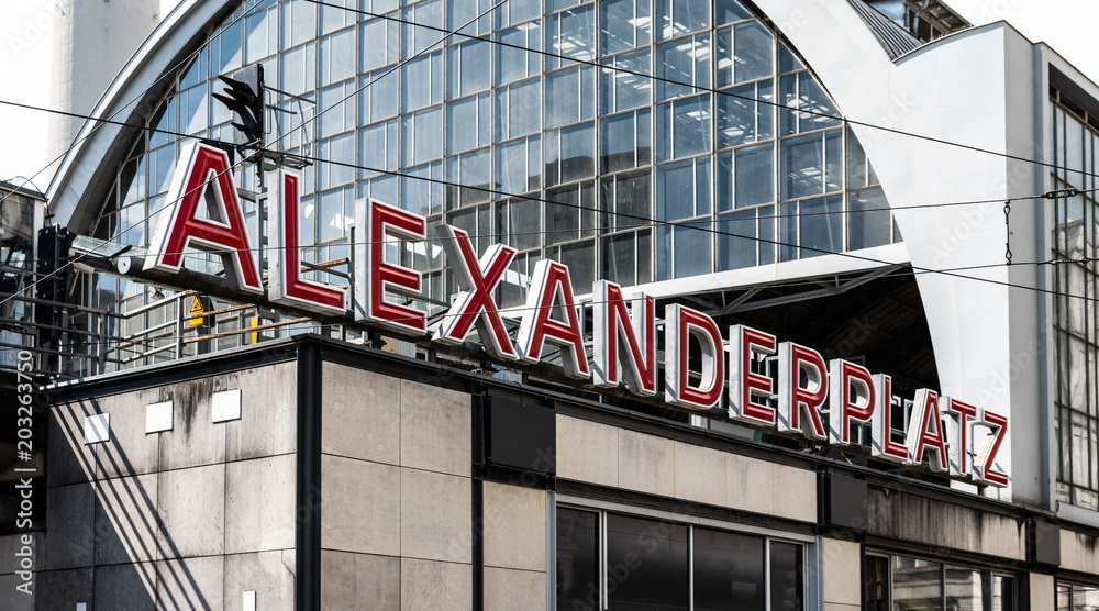 Fototapeta premium The Alexanderplatz station sign in Berlin, Germany