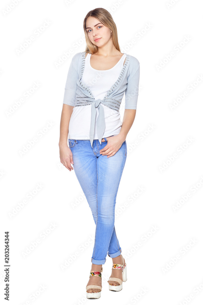 beautiful woman in jeans  posing