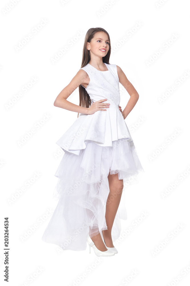 Naklejka premium little girl in white dress