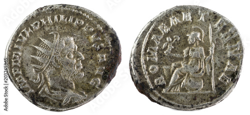 Antoninianus. Ancient Roman silver coin of Philip I. photo