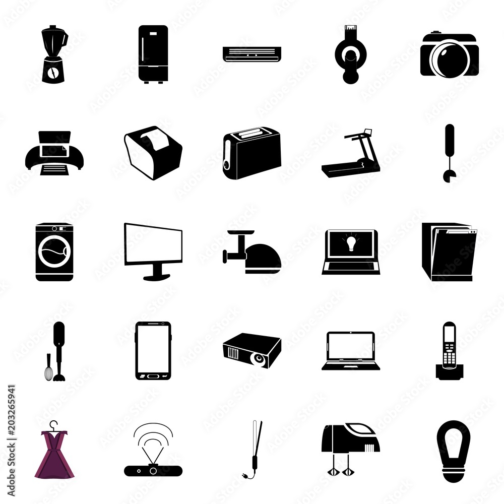 electronic and home tools icons set electronic and home tools icons set