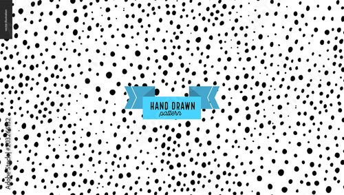 hand drawn black, white pattern. Vector seamless pattern. Abstract background, brush dots. Monochrome texture, cork, clay. Hipster graphic design. Endless vector backgrounds, simple textures, circles