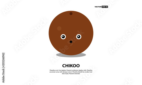 Chickoo Illustration with Smiley Face Vector Cartoon 
