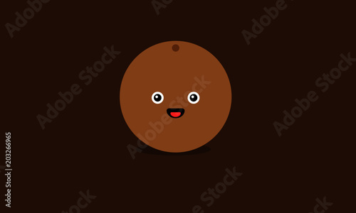 Chickoo Illustration with Smiley Face Vector Cartoon 