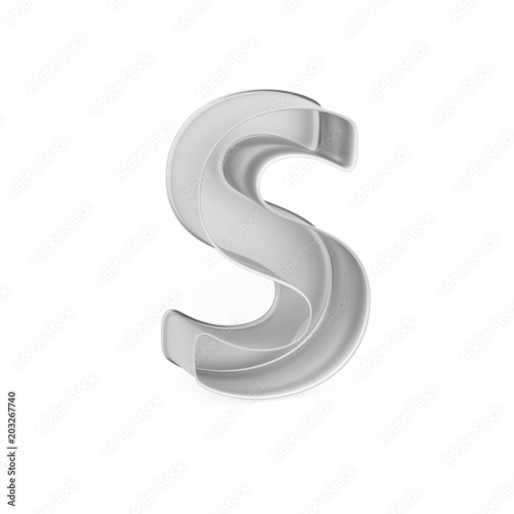 Metal baking cake pan or cookie cutter like capital letter S on white background Metal baking cake pan or cookie cutter like capital letter S on white background