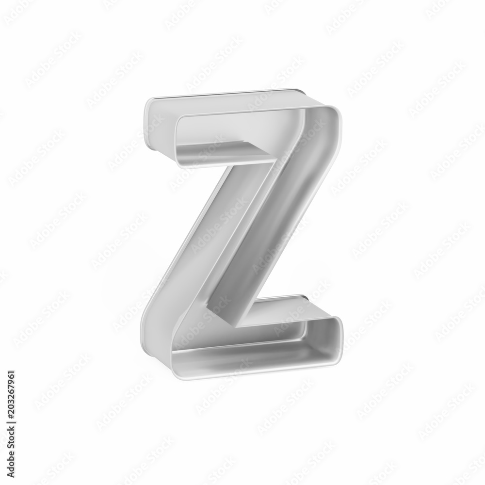 Metal baking cake pan or cookie cutter like capital letter Z on white background
