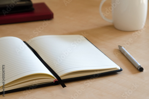 Blank notebook on a desk