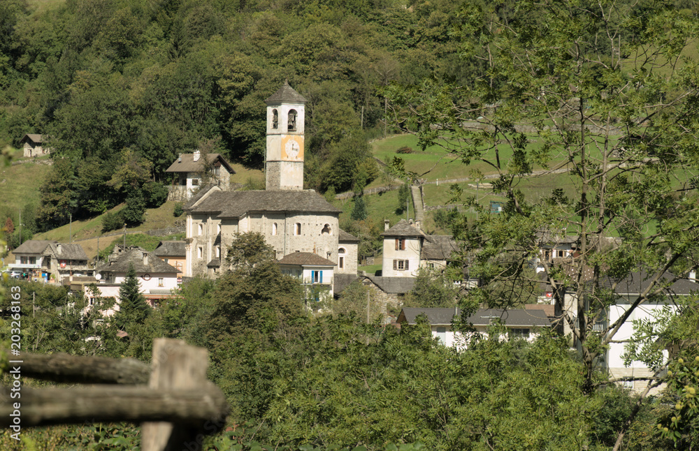 Madonna degli Angeli; village church of Lavertezzo, seen from afar