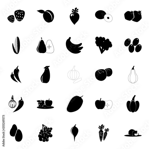 Fototapeta Naklejka Na Ścianę i Meble -  Fruit and Vegetables icons set