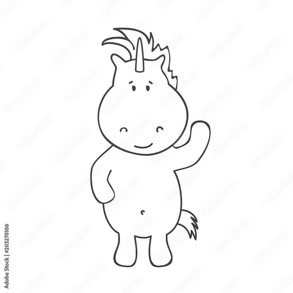 Fototapeta premium Illustration wiht cute unicorn. Vector illustration.