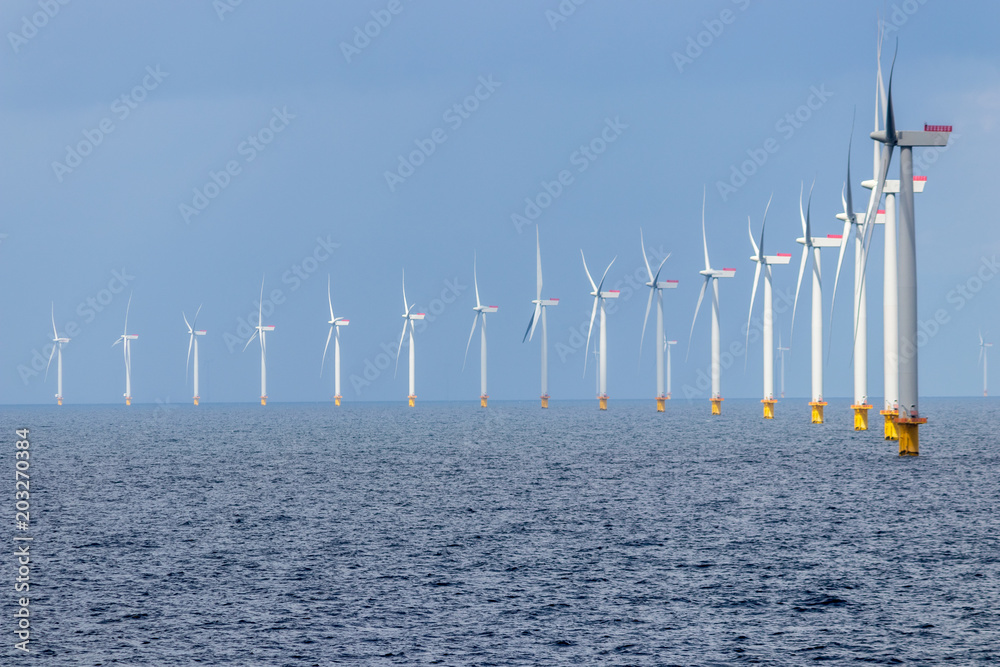 Αυτοκόλλητο Offshore wind farm in the Kattegat sea outside Denmark.