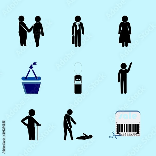 icons about Human with figure, raising, accept, caucasian and fancy