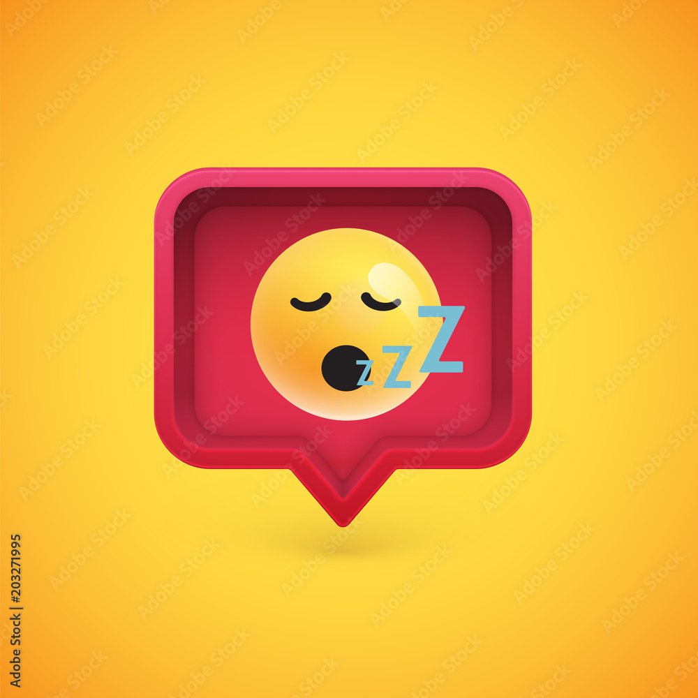 Fototapeta premium Funny 3D emoticon in 3D speech bubble, vector illustration