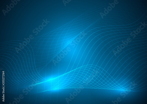 Abstract neon wave element for design. Stylized line art background. Vector illustration. Curved wavy line, smooth stripes.