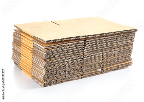 stack of cardboard boxes isolated on white