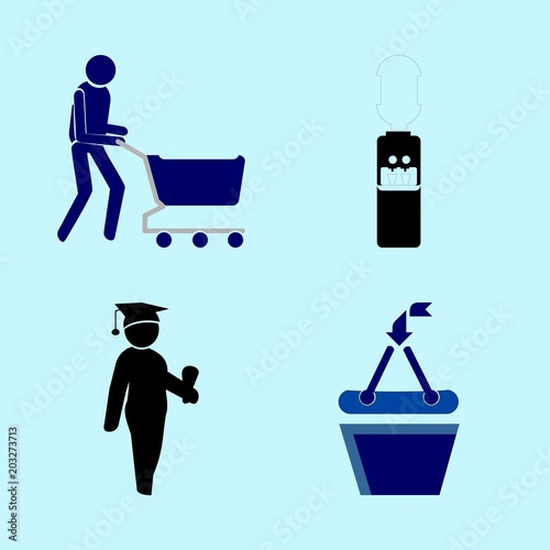 icons about Human with shopping accepted, hat, water, cap and girl