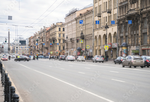 Nevsky Prospect street at Sankt-Petersburg in Russia. © M-Production