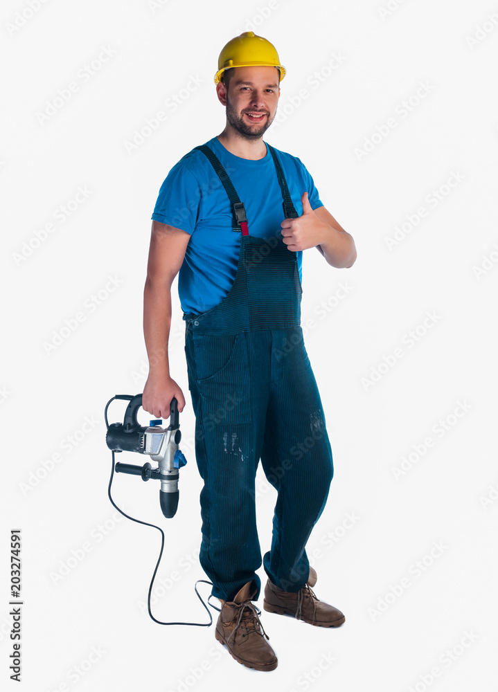 Portrait of a handsome handyman standing on white background Portrait of a handsome handyman standing on white background