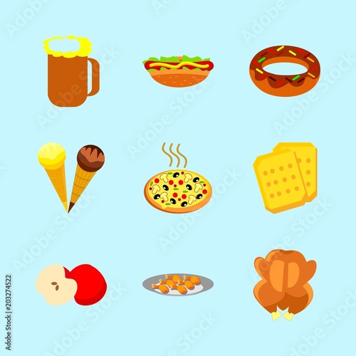 icons about Food with leg, cooked, diet, food and fast food