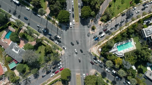 Aerial Shot of Intersection 7 Streets Crossing