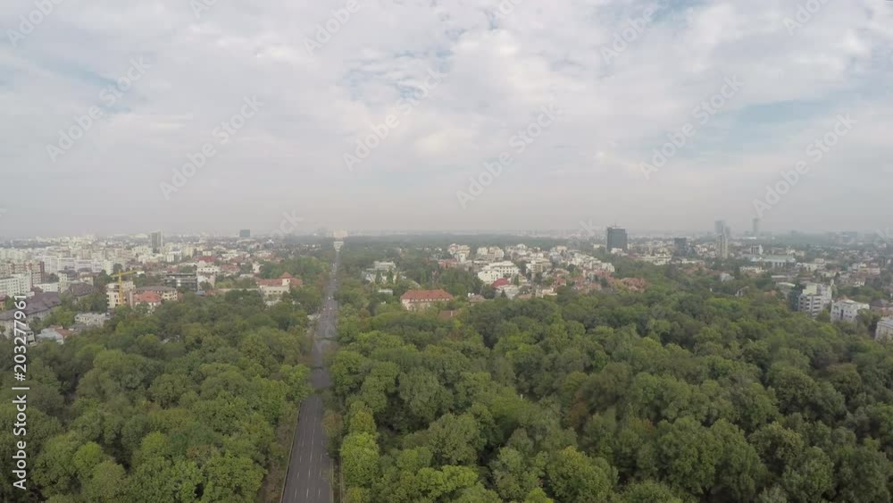 Aerial view of Kiseleff Park and Bucharest city Aerial view of Kiseleff Park and Bucharest city