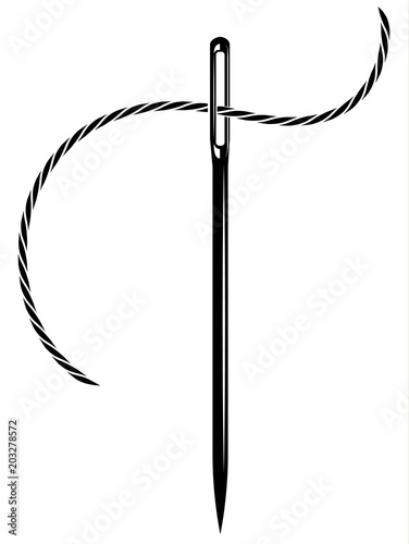 Vector needle and thread. Needle for sewing