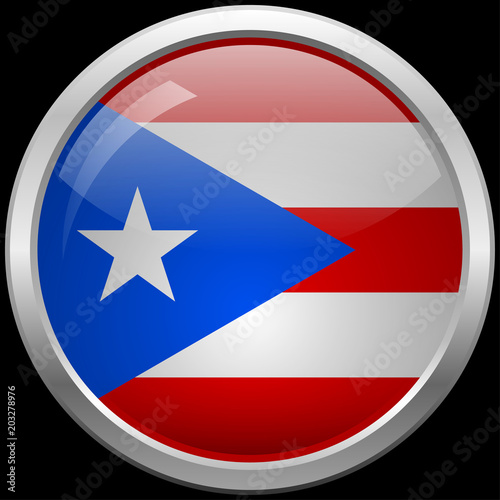 Puerto Rico flag glass button vector illustration