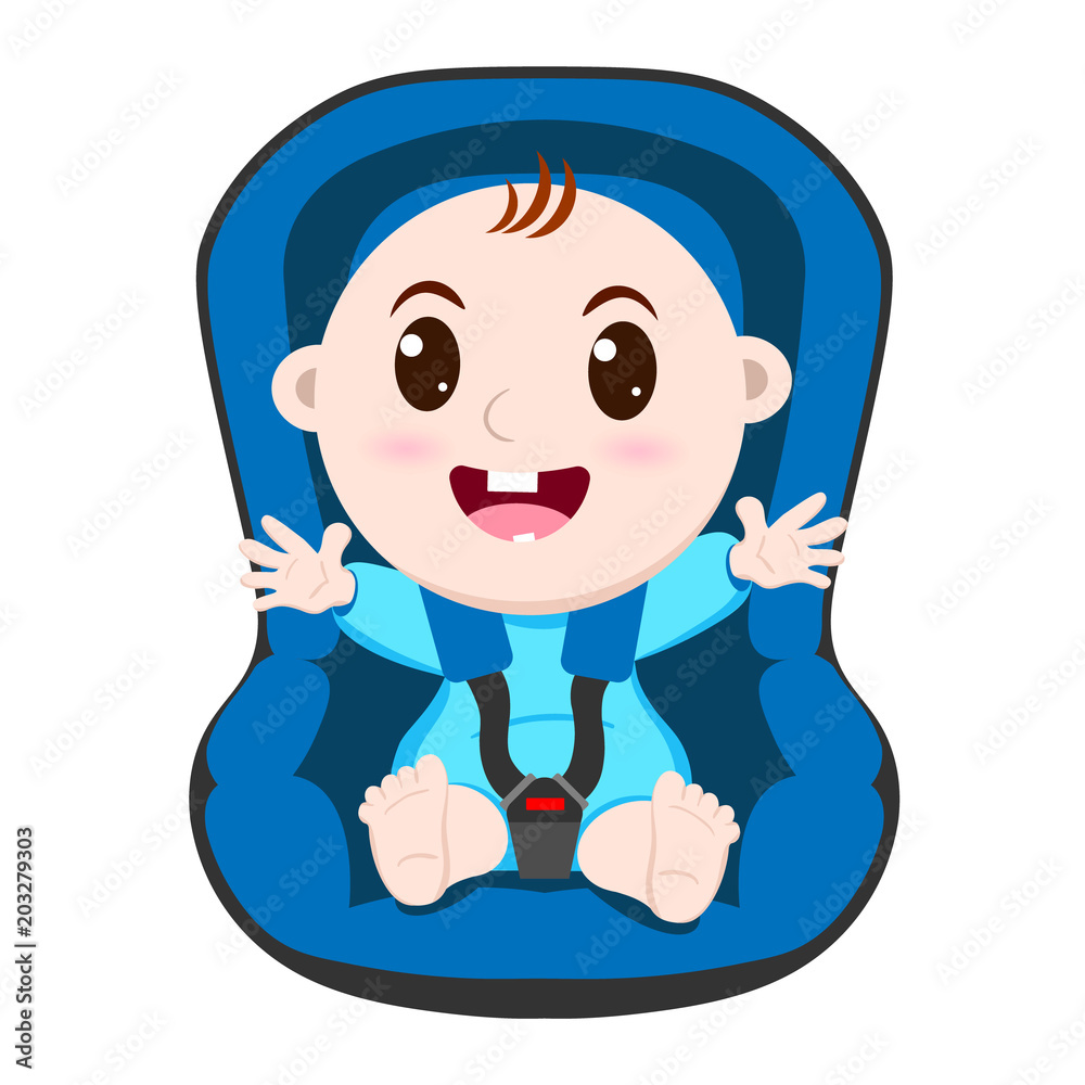 Vector illustration of a cute baby boy wearing a seat belt in the car! Safety concept. Vector illustration of a cute baby boy wearing a seat belt in the car! Safety concept.