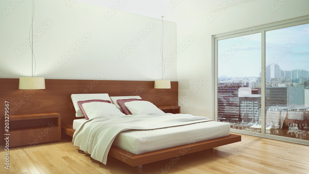 Modern bright interiors room 3D rendering illustration Modern bright interiors room 3D rendering illustration