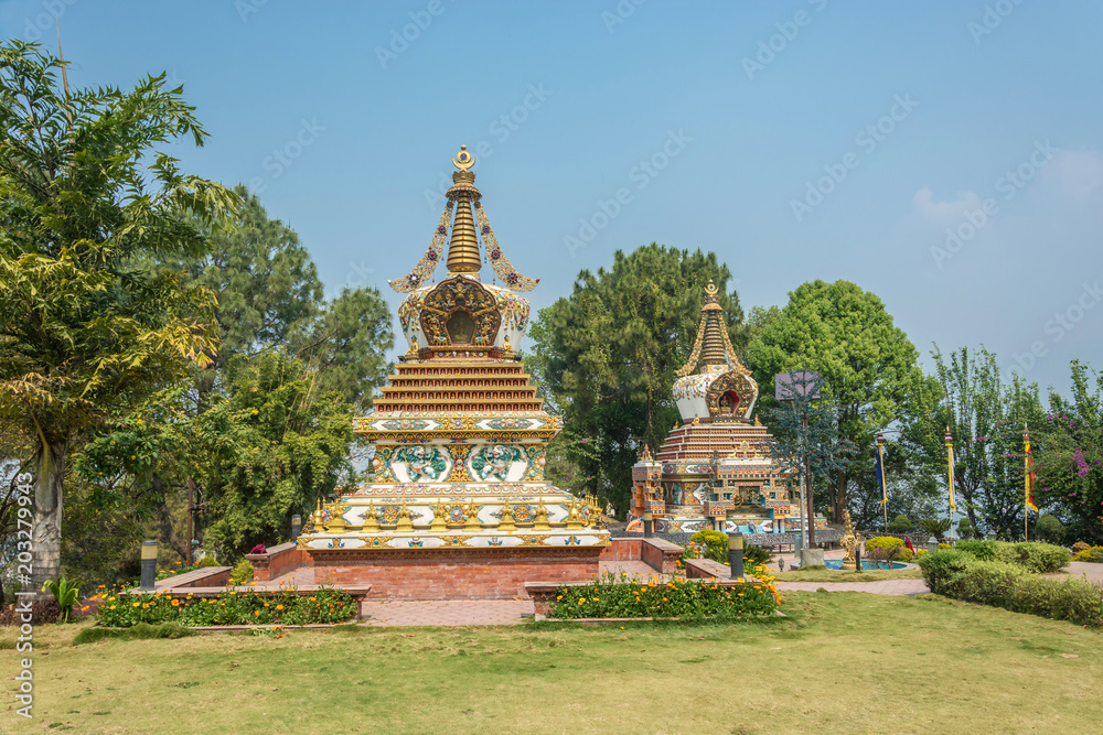 Buddhist stupas in Kopan monastery, Kathmandu, Nepal.