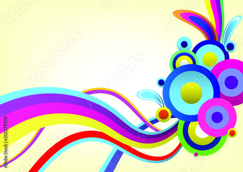 Colorful Abstract vector Background  circle and paint line art brush