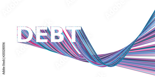 DEBT extruded text banner