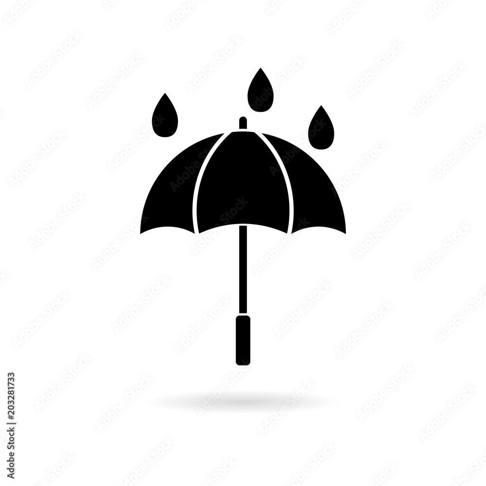 Umbrella and rain icon