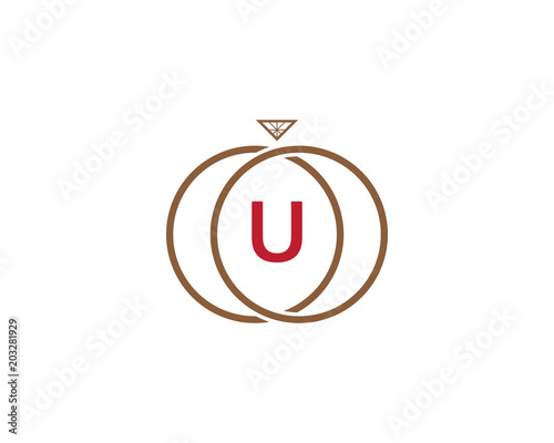 u letter ring diamond logo